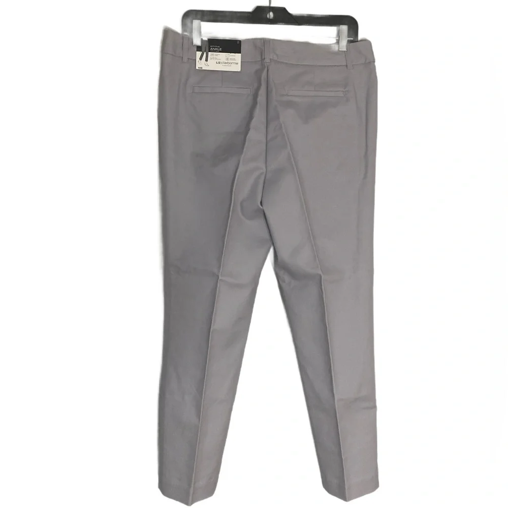 New Liz Claiborne Career Emma Ankle Pants‎ Womens Sz 8 Silver Gray